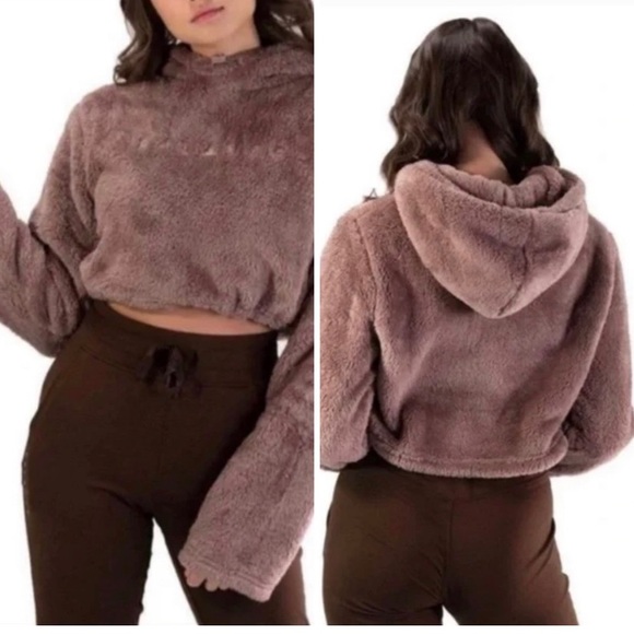 Plum Sherpa cropped XS Oversized Winter - Picture 1 of 7